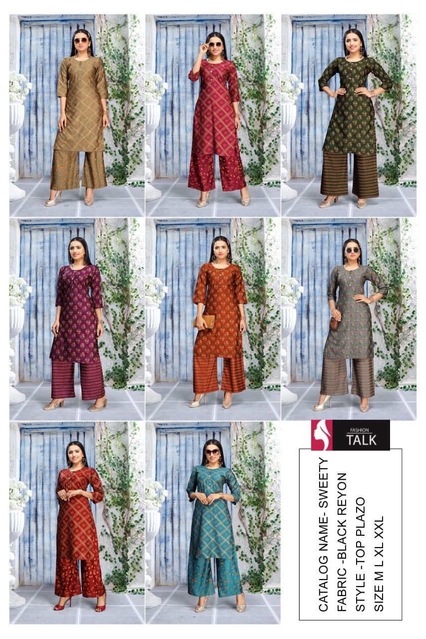 Ft Sweety Rayon Latest Fancy Designer Casual Wear Kurti With Bottom Collection
